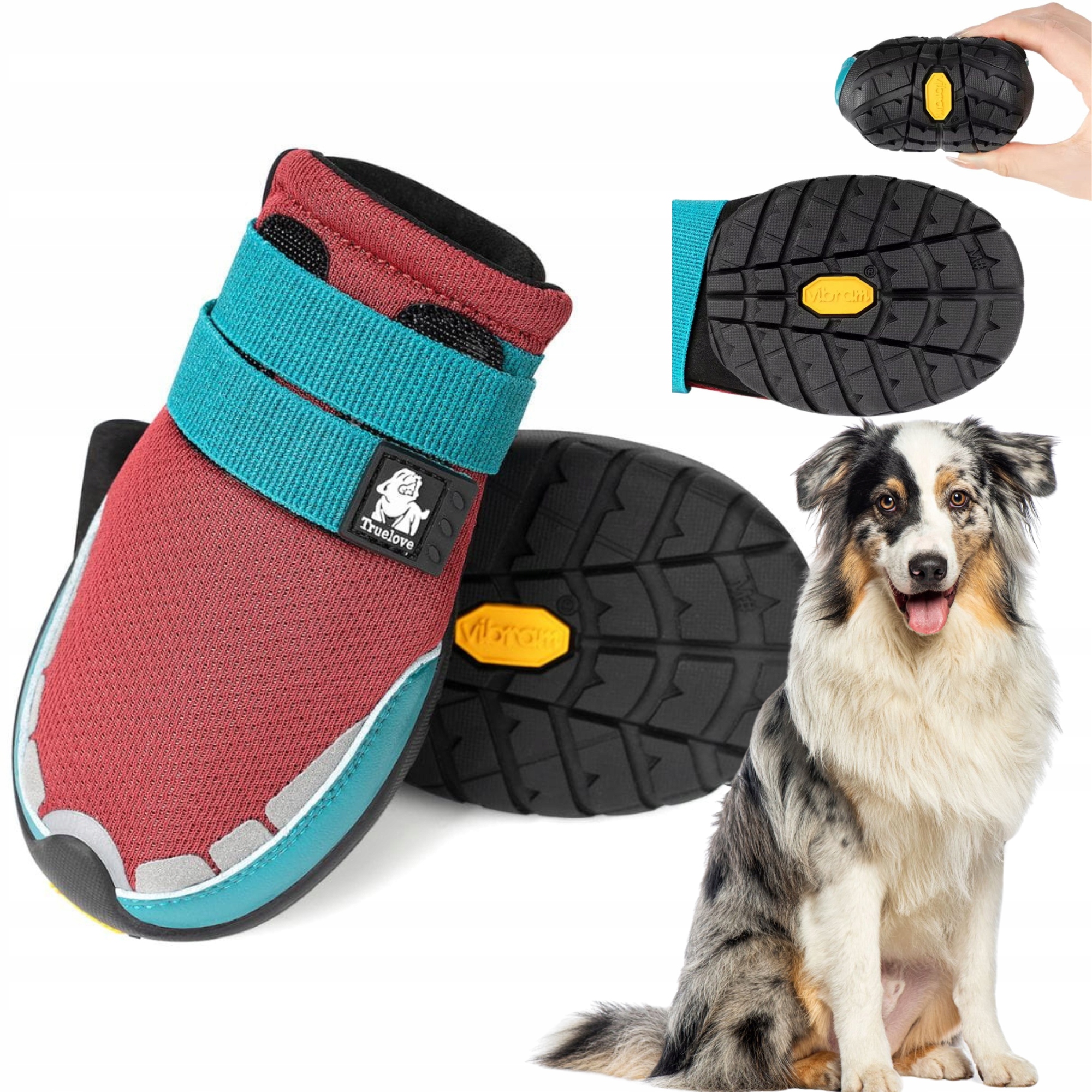 Levně Boty Pro Psa Truelove On Track Podrážka Vibram L (2 ks) 7,0 cm Červená