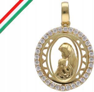 Zlatý medailonek 585 Křest Matka Boží dítě 1,8g Svaté Přijímání dárek 14k