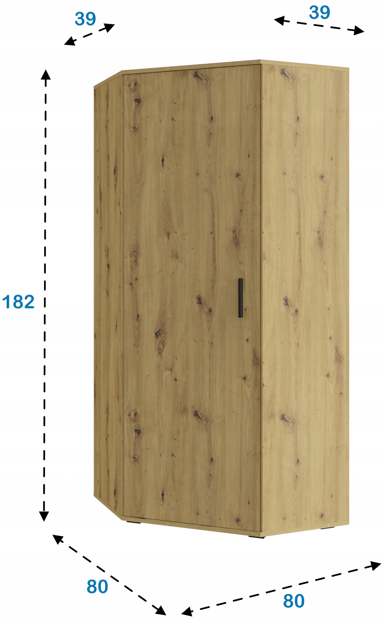 Szafa narożna BODO 1D 80x80 ARTISAN garderoba półki drążek regał na ubrania Marka Matkam