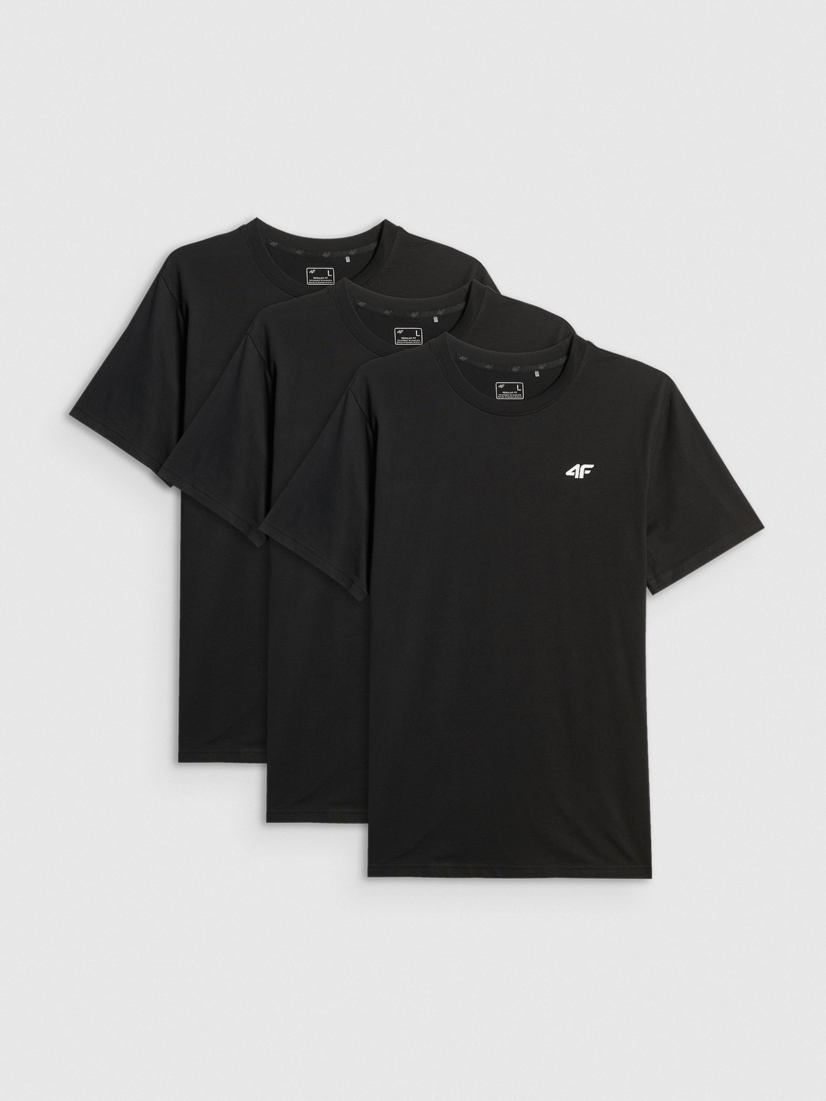 4F Pánské Tričko Černé Bavlněné Regular 3PACK XXL