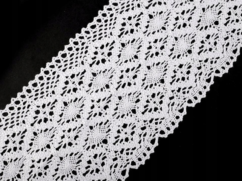 Kostkovaná bavlněná krajka 11-12 cm 13.5 m 1 bílá