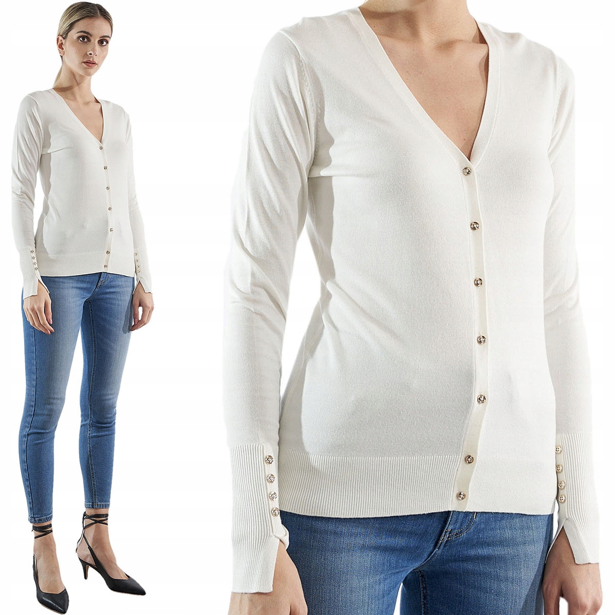 

Piazza Italia Kobiecy Sweter Kardigan Ecru S 36