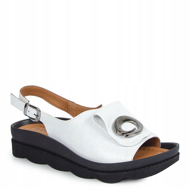 Boccato 031.1084 Stříbrné Kožené Sandály S Ozdobou 38