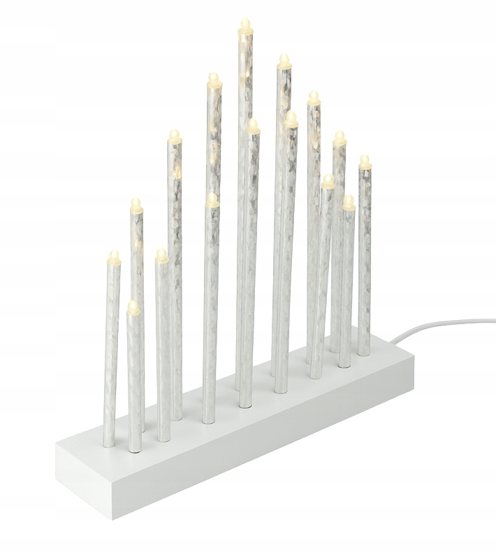 Velký Adventní Svícen 23 CM Led Bílý 17 Svíček Ozdoba Dekorace Na Vánoce