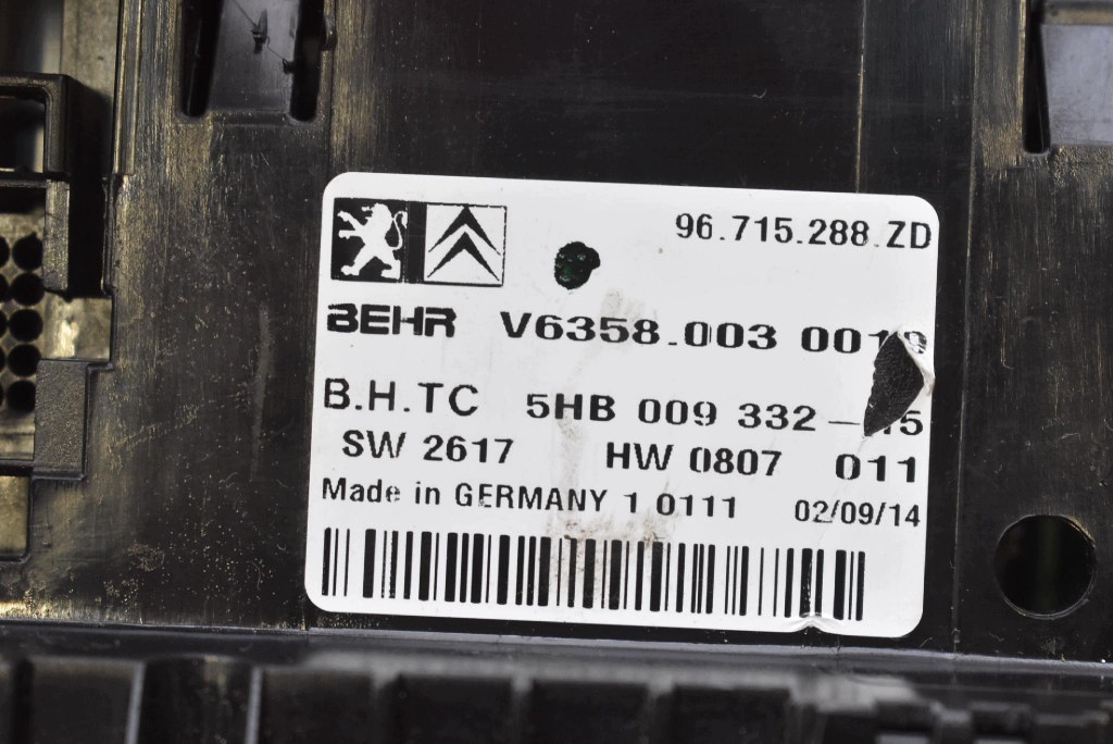 control panel air conditioning devices KLIMY 96715288ZD CITROEN C5 II X7 III 08-17