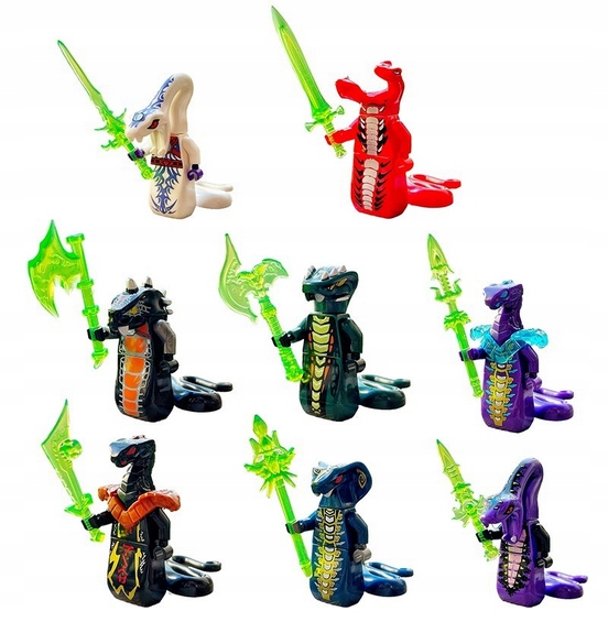 KLOCKI ZESTAW FIGUREK WĘŻY WĘŻONY PYTHOR SKALES ACIDICUS NINJA
