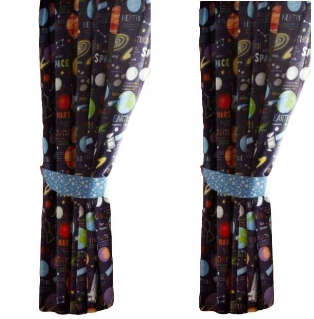 KOSMOS PLANETY GOTOWE ZASŁONY ZASŁONKI 2 SZTUKI