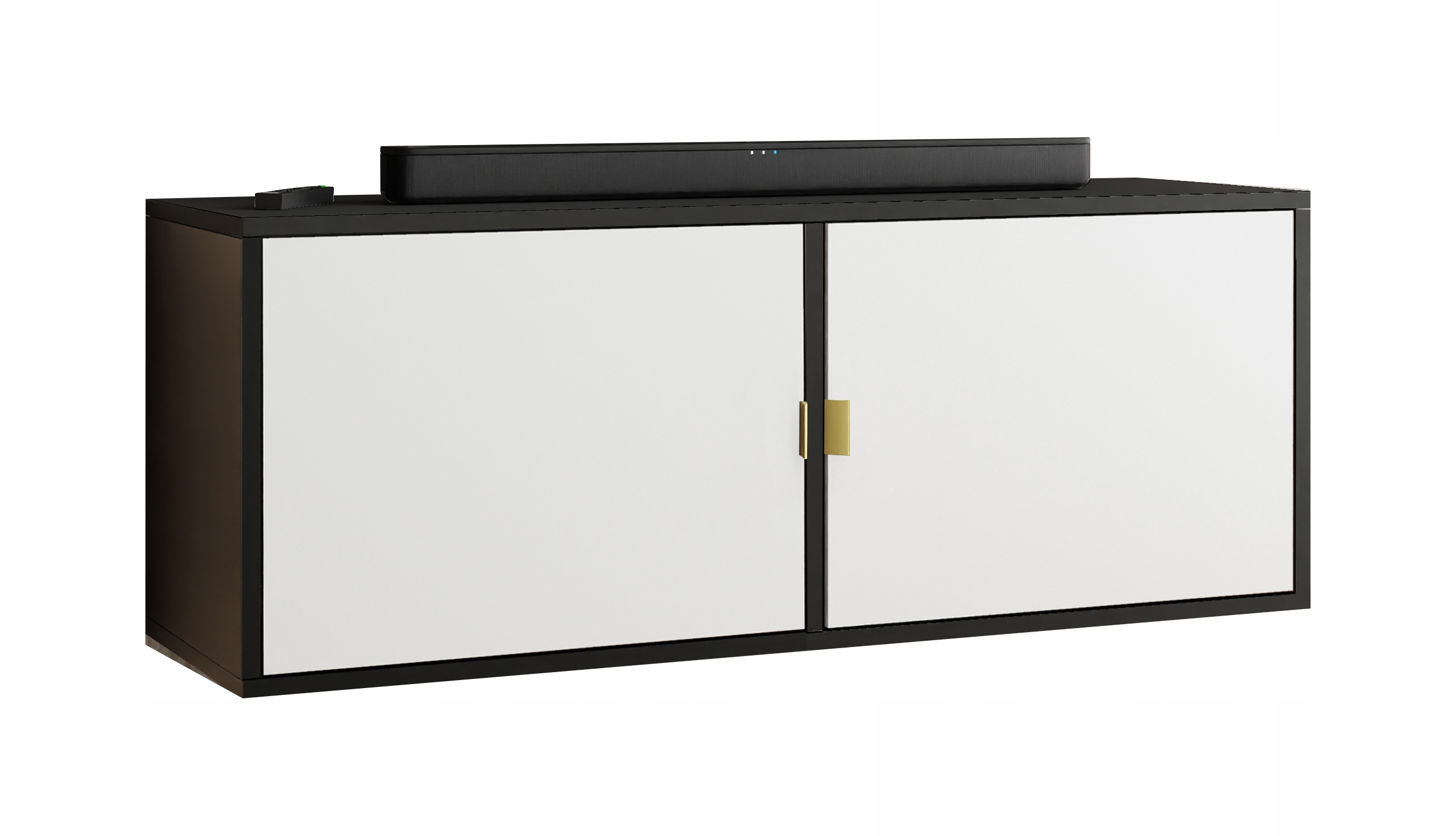 Rtv skříňka Luna 2 zlatá s čely, černá bílá