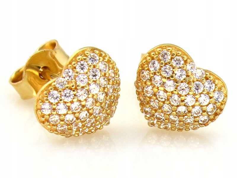 Zlaté náušnice 585 s kamínky, srdíčko pro maminku, módní