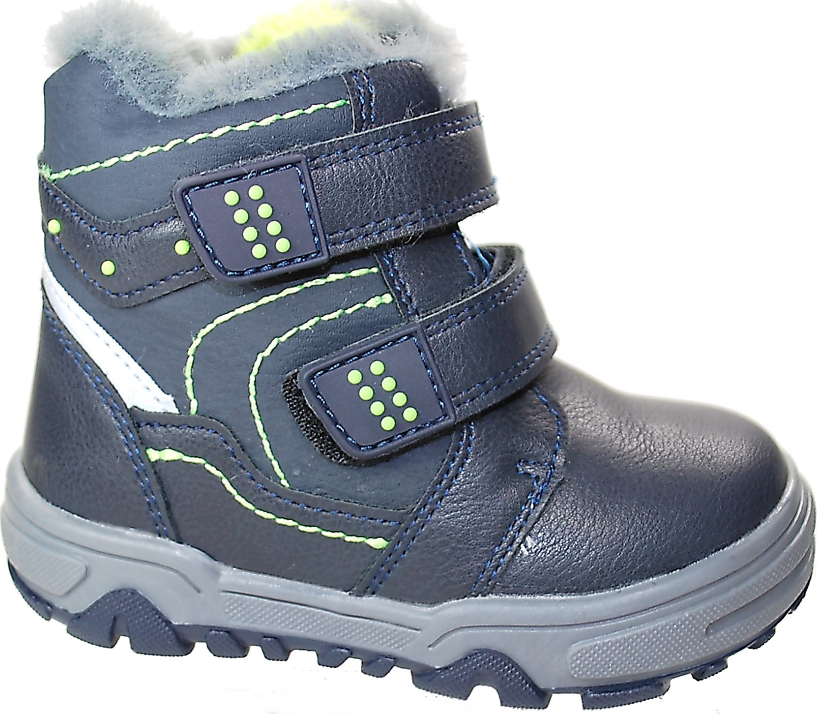 

Granatowe licowe cieplutkie kozaczki na rzepy r 21