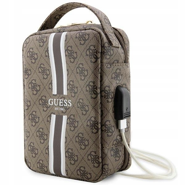 Guess Torba Organizerbrązowy/brown 4G Printed Stripes