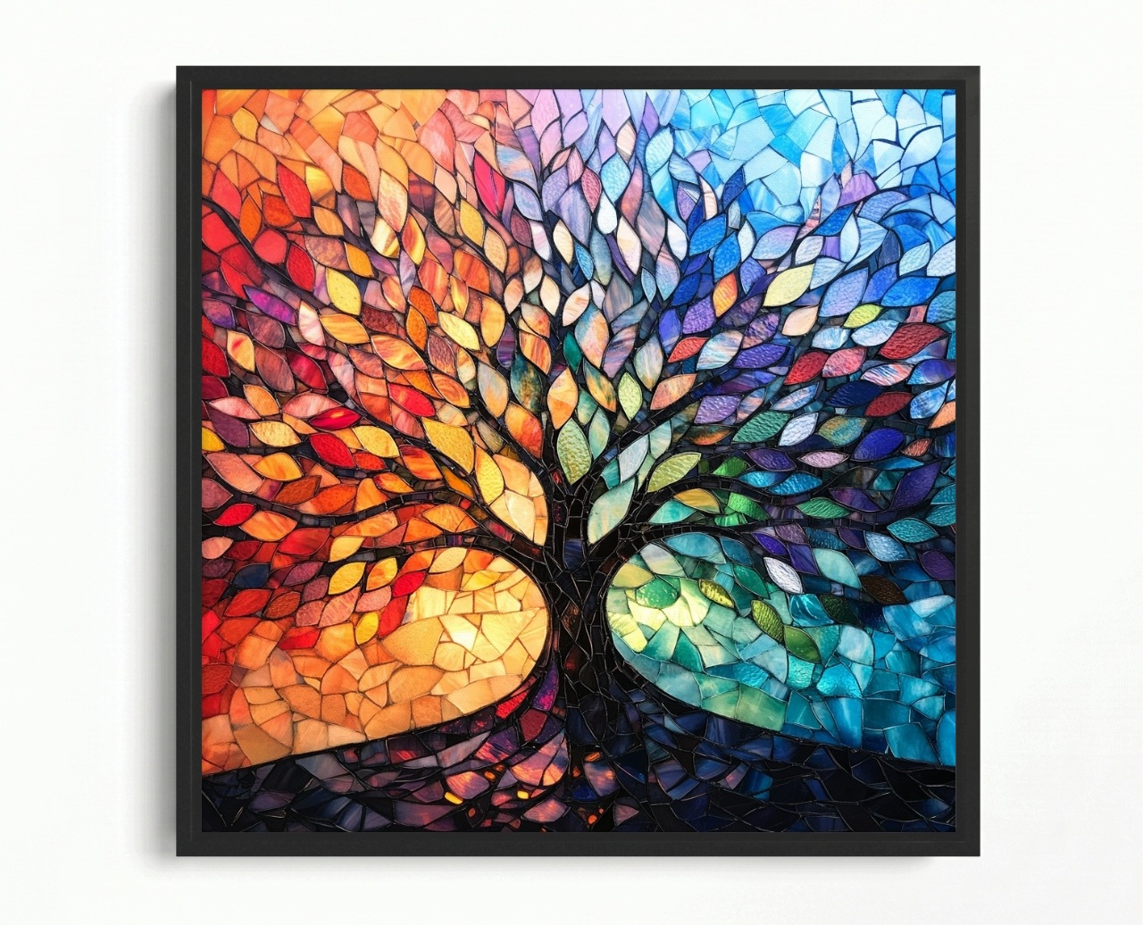 Rám Na Obraz Americká Krabička Mozaika Vitřízová Dekorace Strom Života Boho 50x50
