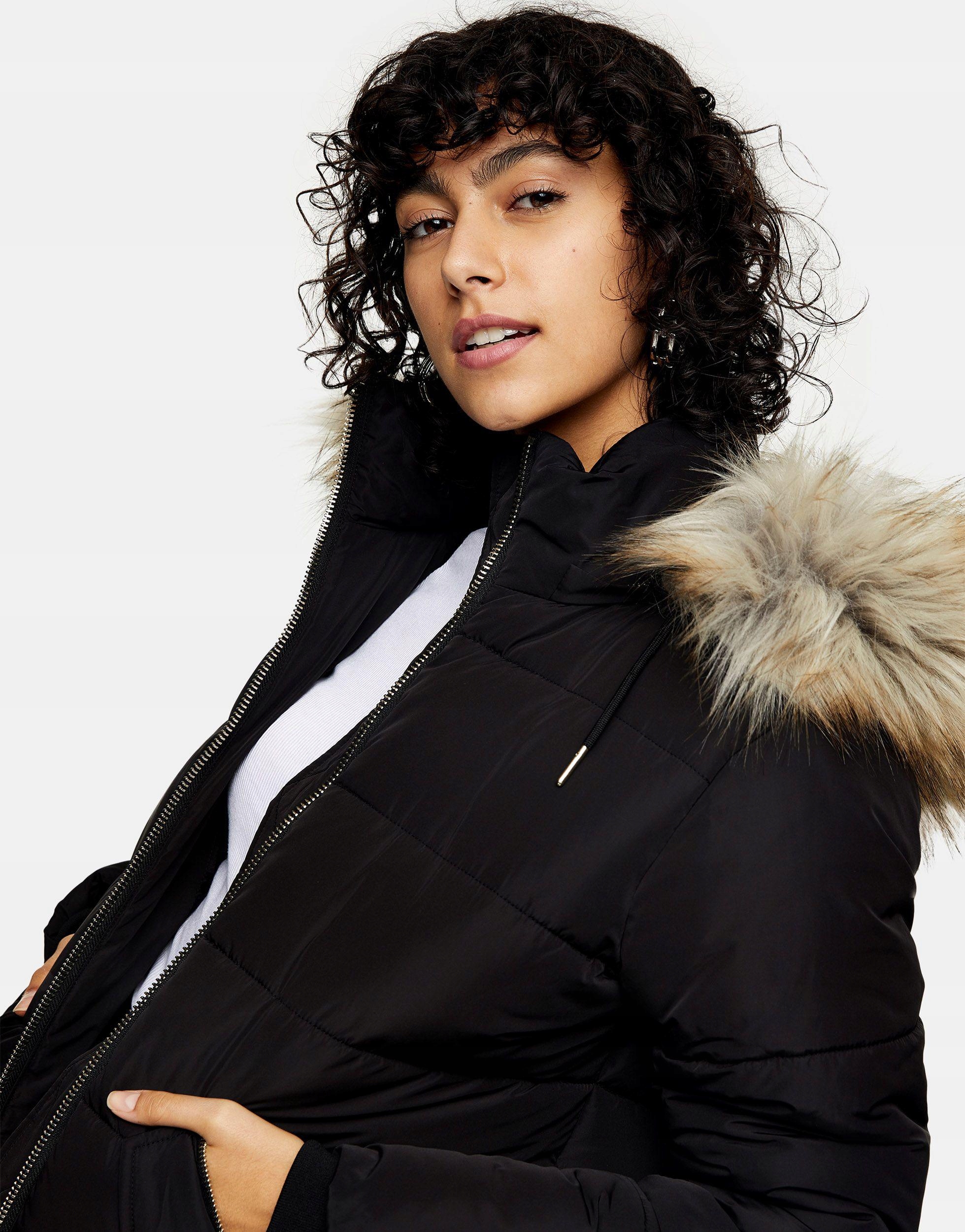 

Topshop Pikowana Kurtka Sztuczne Futerko Parka R38