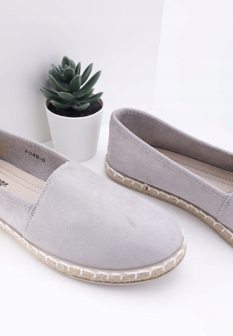 SZARE ESPADRYLE DAMSKIE WSUWANE TENISÓWKI PŁASKIE PÓŁBUTY TRAMPKI Oryginalne opakowanie producenta pudełko