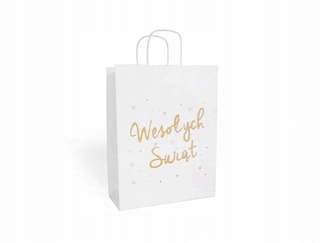 

Torba papierowa Wesołych Świąt 240x100x320mm biała