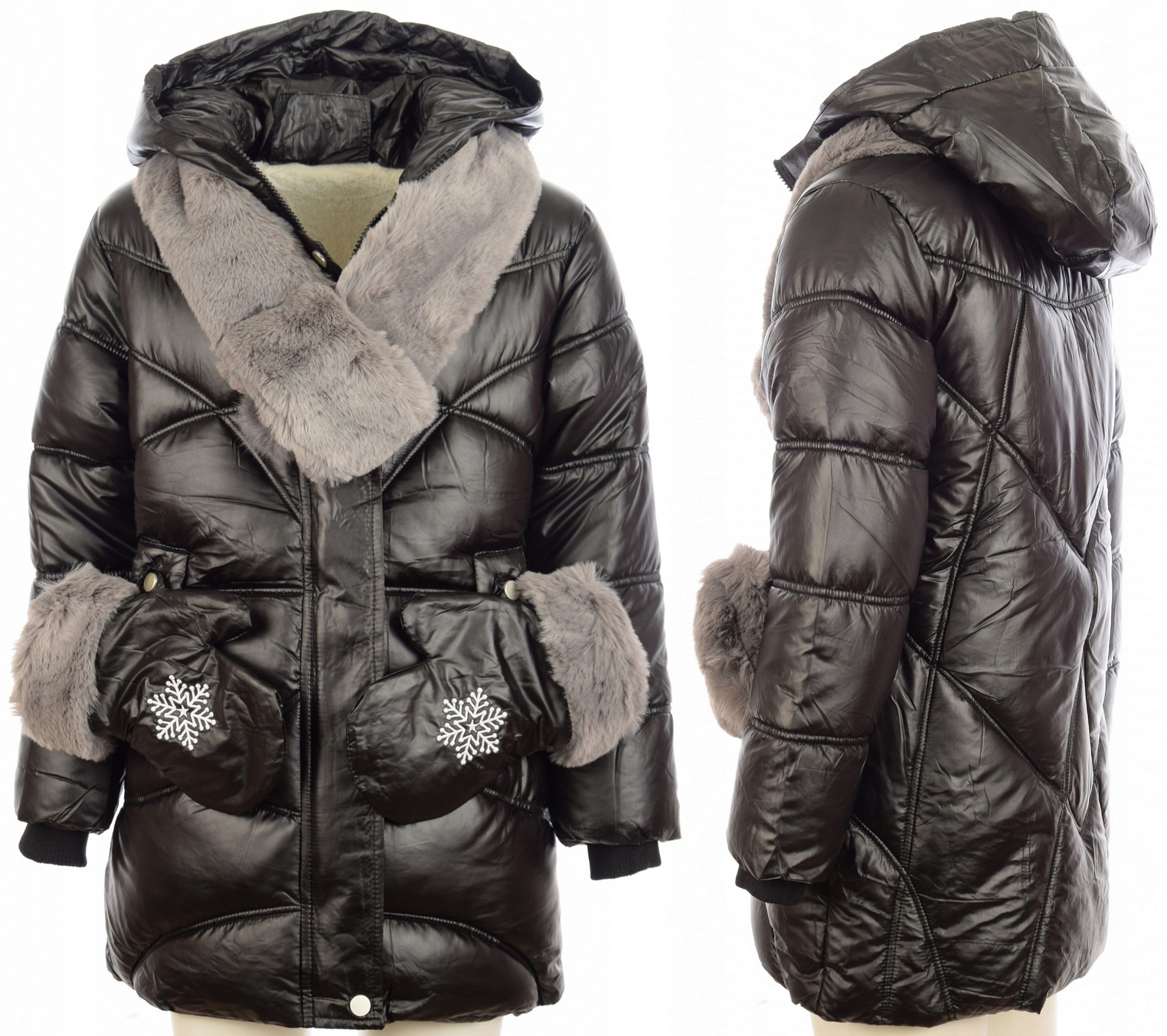 KURTKA ZIMOWA 2117C8 +rękawiczki + szalik 122/128