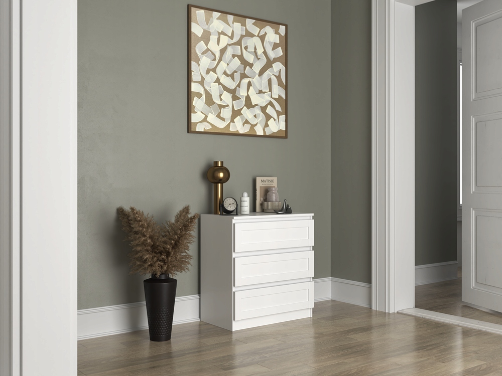 KOMODA 70 cm NOWOCZESNA POJEMNA SZAFKA REGAŁ SZUFLADY MEBLE BIEL MAT Marka VMP