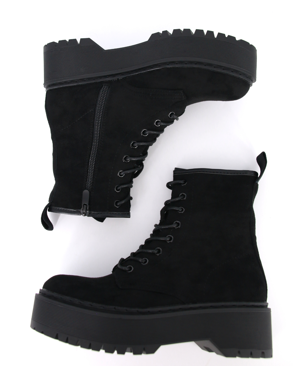 GLANY BOTKI NA PLATFORMIE ZAMSZOWE BUTY SZNUROWANE CZARNE 41 Rozmiar 41