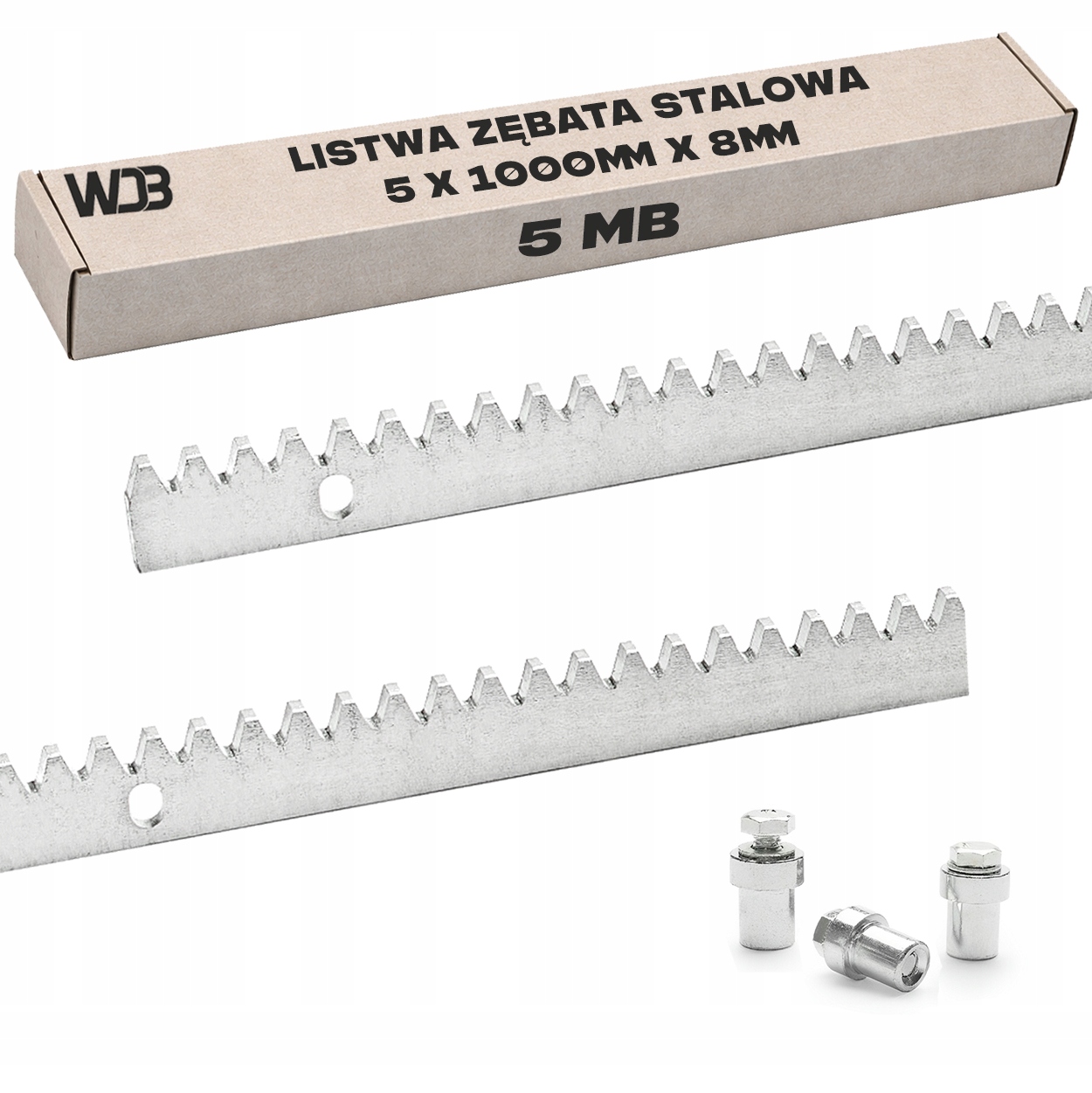 Listwa Zębata Do Napędu Bramy Przesuwnej 5MB Stalowa Ocynk Tuleje 5x1mx8mm