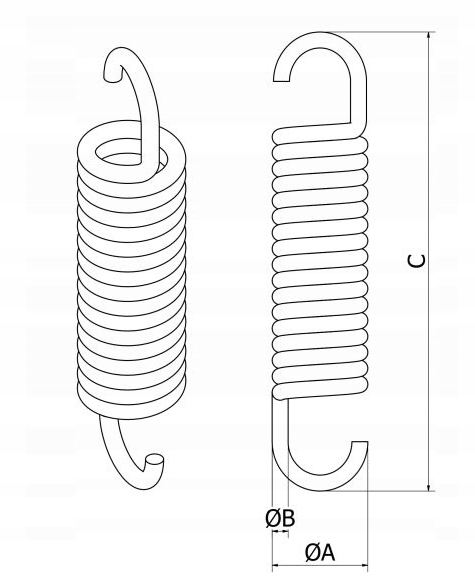 SPRĘŻYNA NACIĄGOWA Z UCHEM ⌀ 21/3.0x200 OCYNK Marka inny