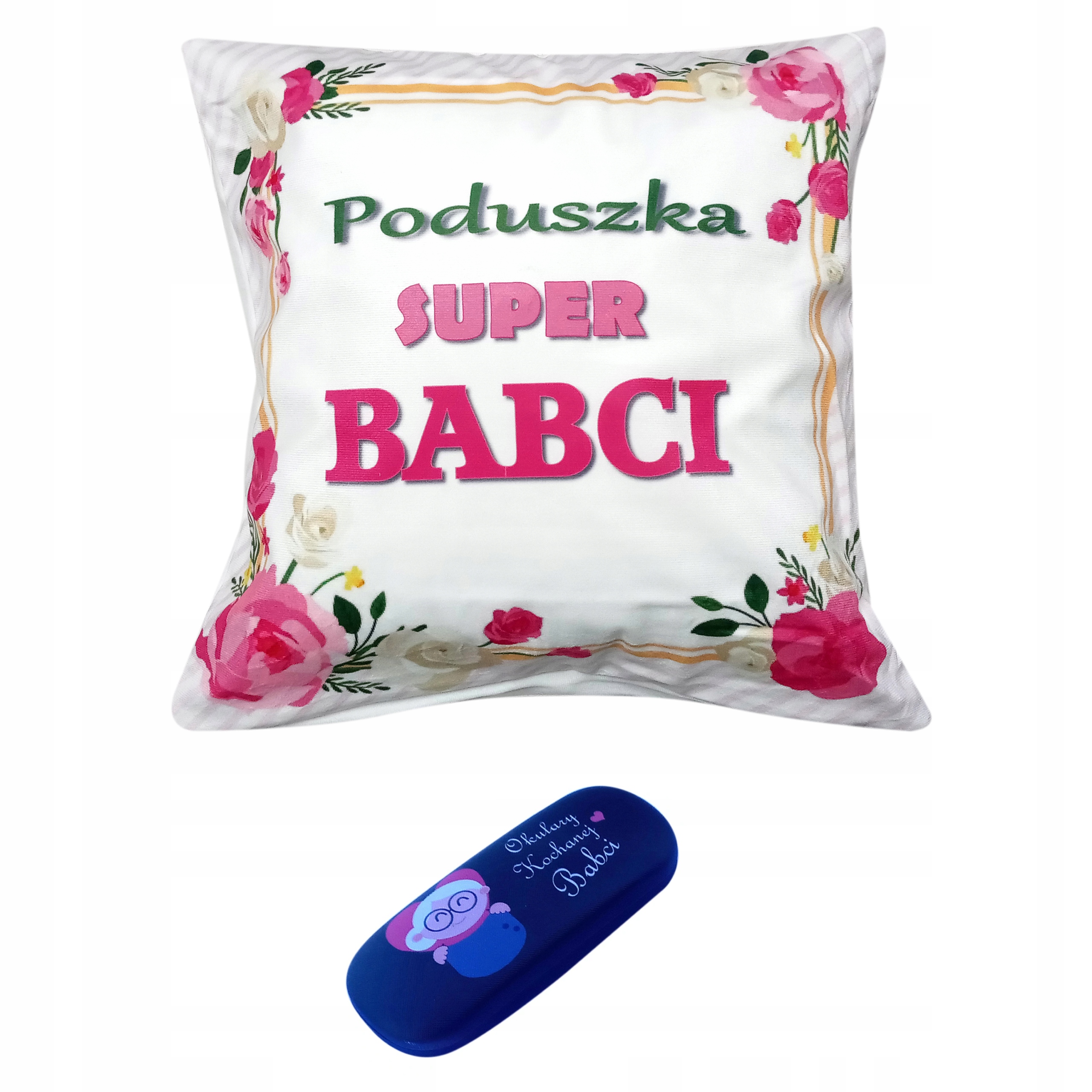 PODUSZKA PREZENT NA DZIEŃ BABCI + ETUI NA OKULARY