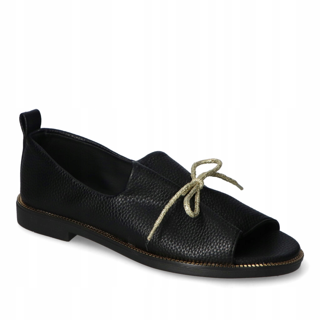 Stylowe Półbuty Damskie Sandały Kamex-But Malaga Czarny Groch 37