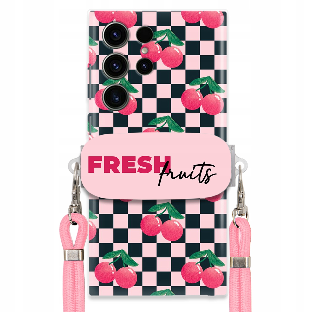 Puzdro pre Samsung S24 Ultra Crossbody vodítko držiak šachovnice Fresh Fruits