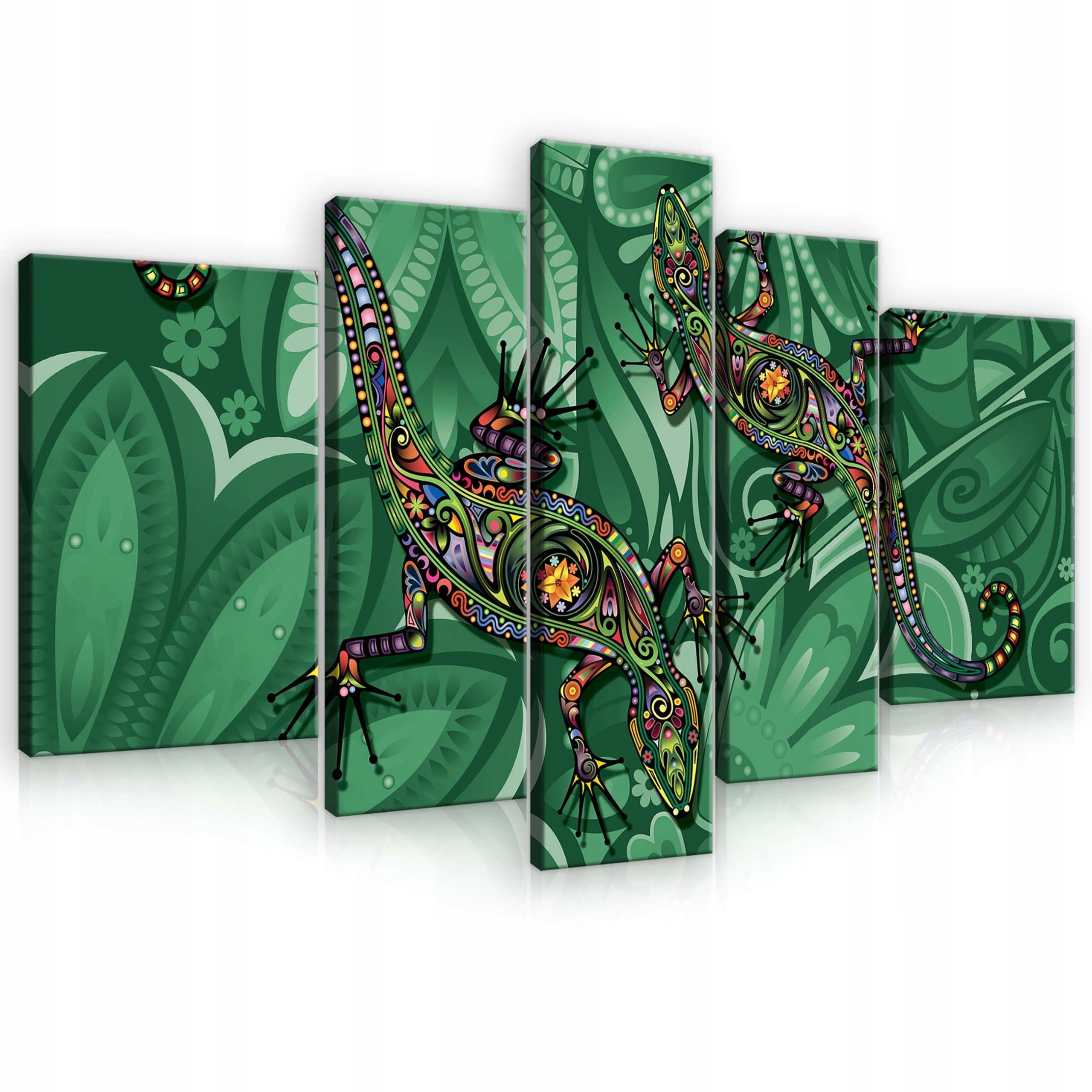 Obraz 170x100 Poliptych jašterice salamandry trópy džungľa exotika vzor