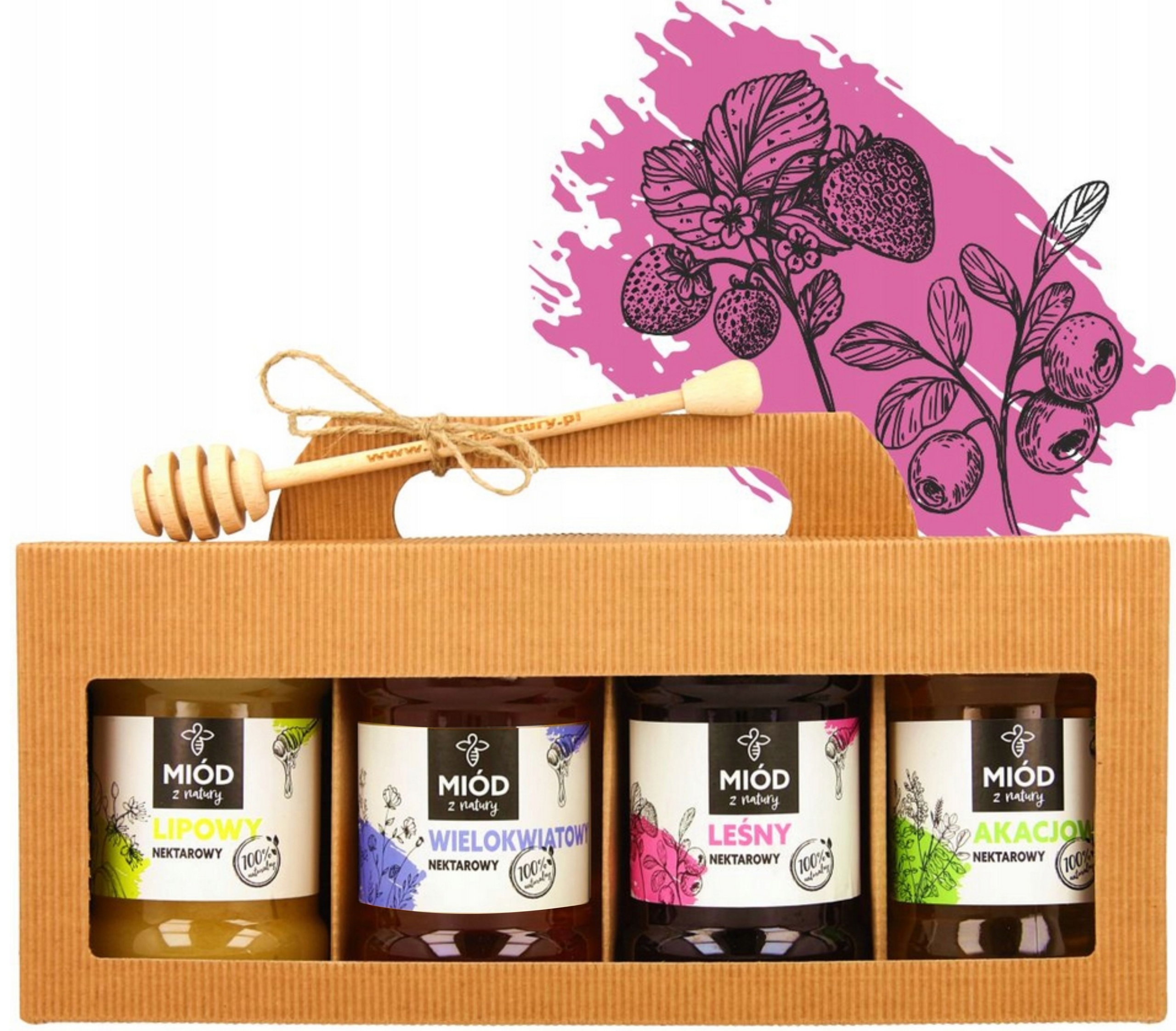 Zestaw miodów naturalnych 4x400 g Tak Taniej!!