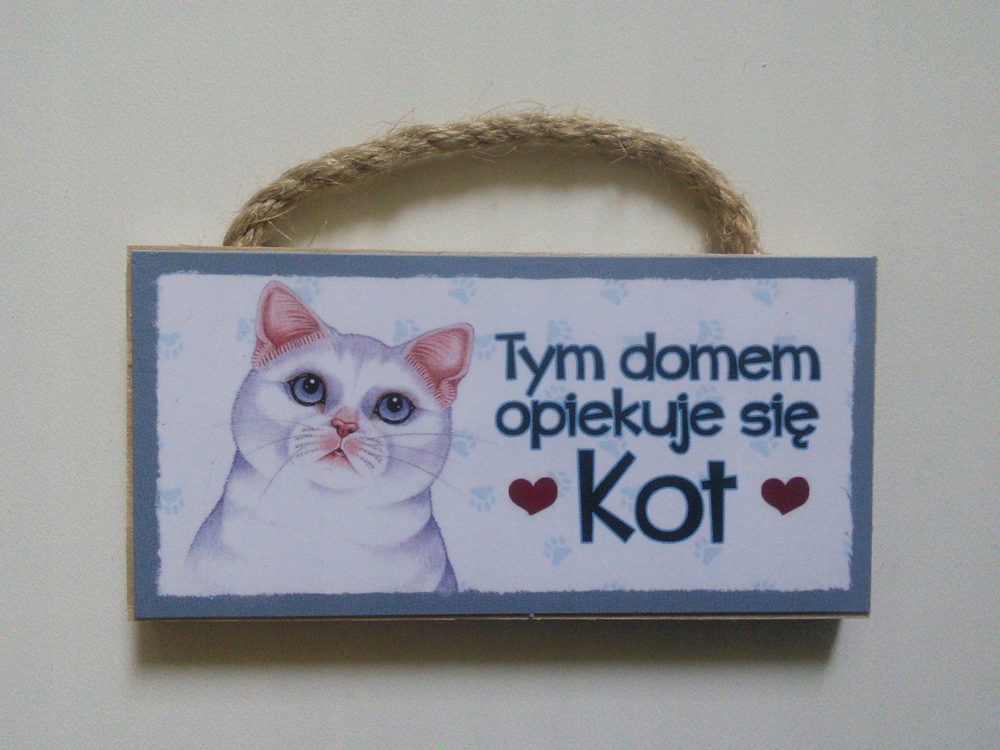 

Tabliczka drewniana z magnesem/motyw Kot Biały