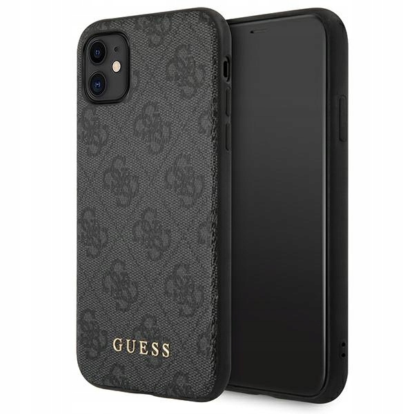 Guess GUHCN61G4GFGR iPhone 11 Xr 6,1" šedé/šedé tvrdé pouzdro 4G Metal Gold L