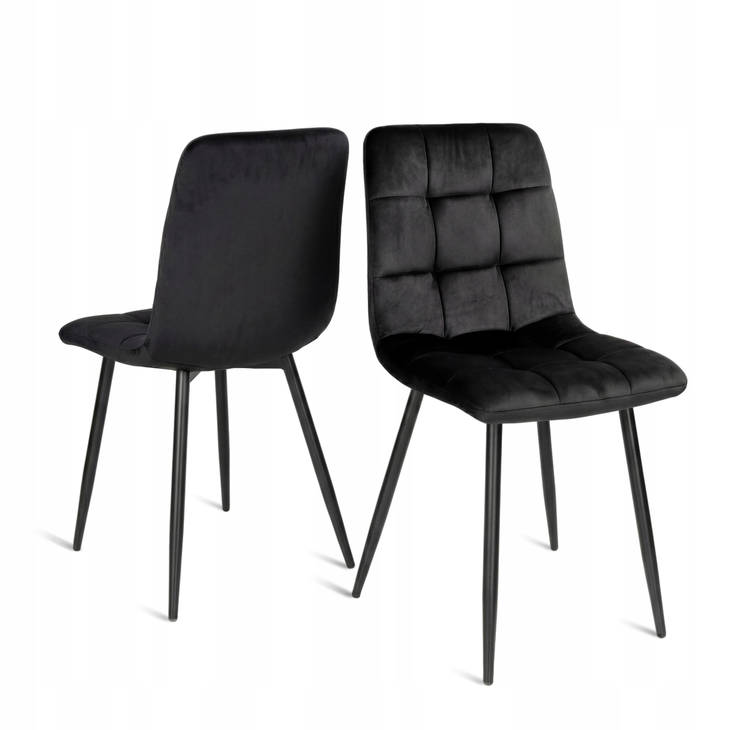 Krzesło welurowe Czarne 2 szt. tapicerowane do jadalni salonu kuchni