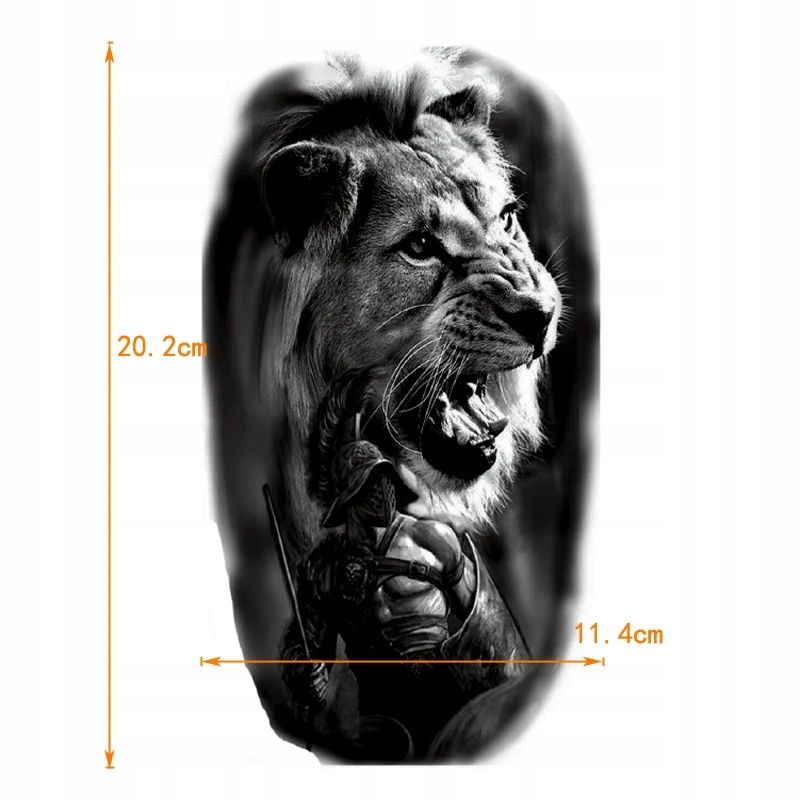 TATUAŻ TYMCZASOWY LEW I GLADIATOR TATUAŻ ZMYWALNY WODOODPORNY Stan opakowania oryginalne