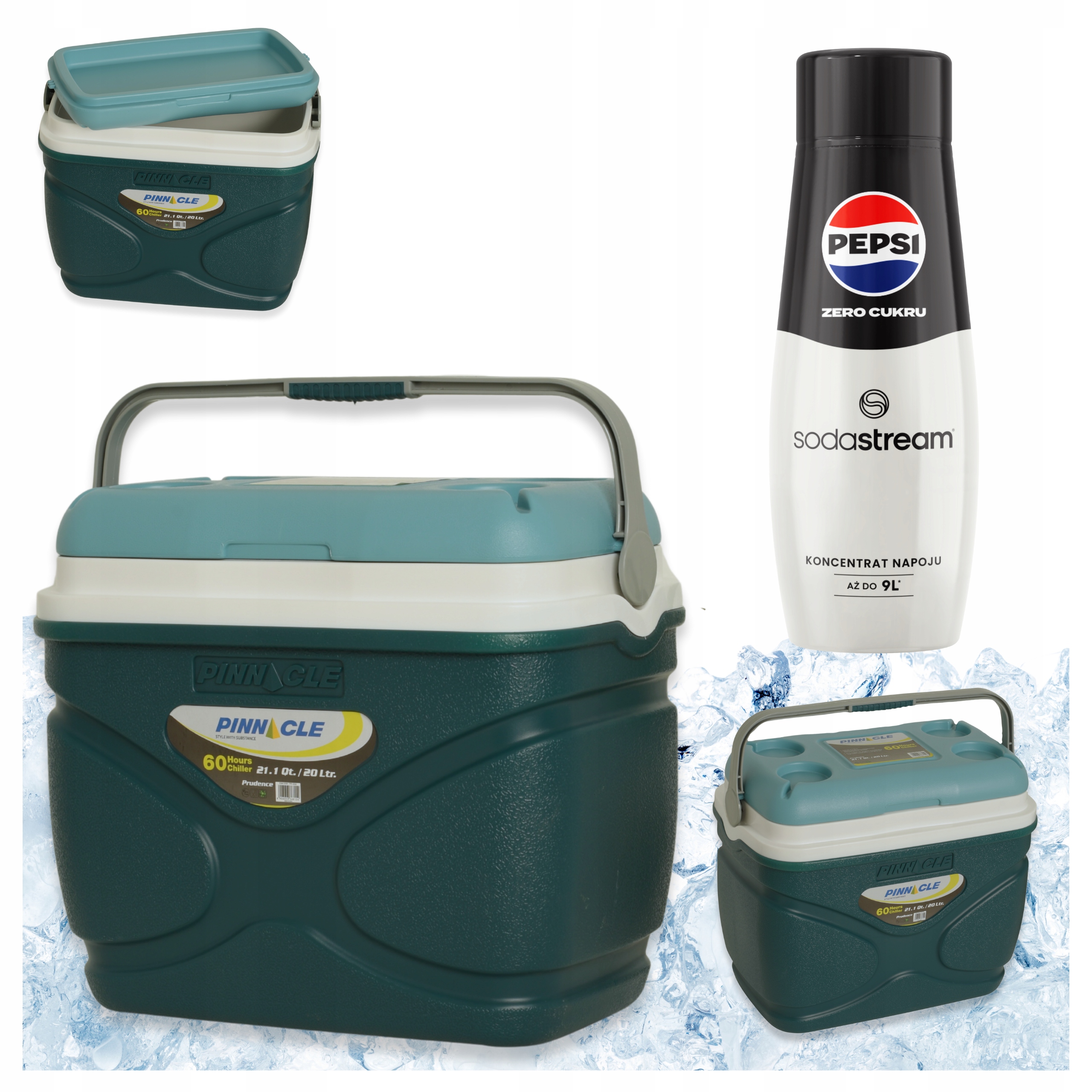 Velká turistická lednička Pinnacle 20 l modrá sirup SodaStream Pepsi Max