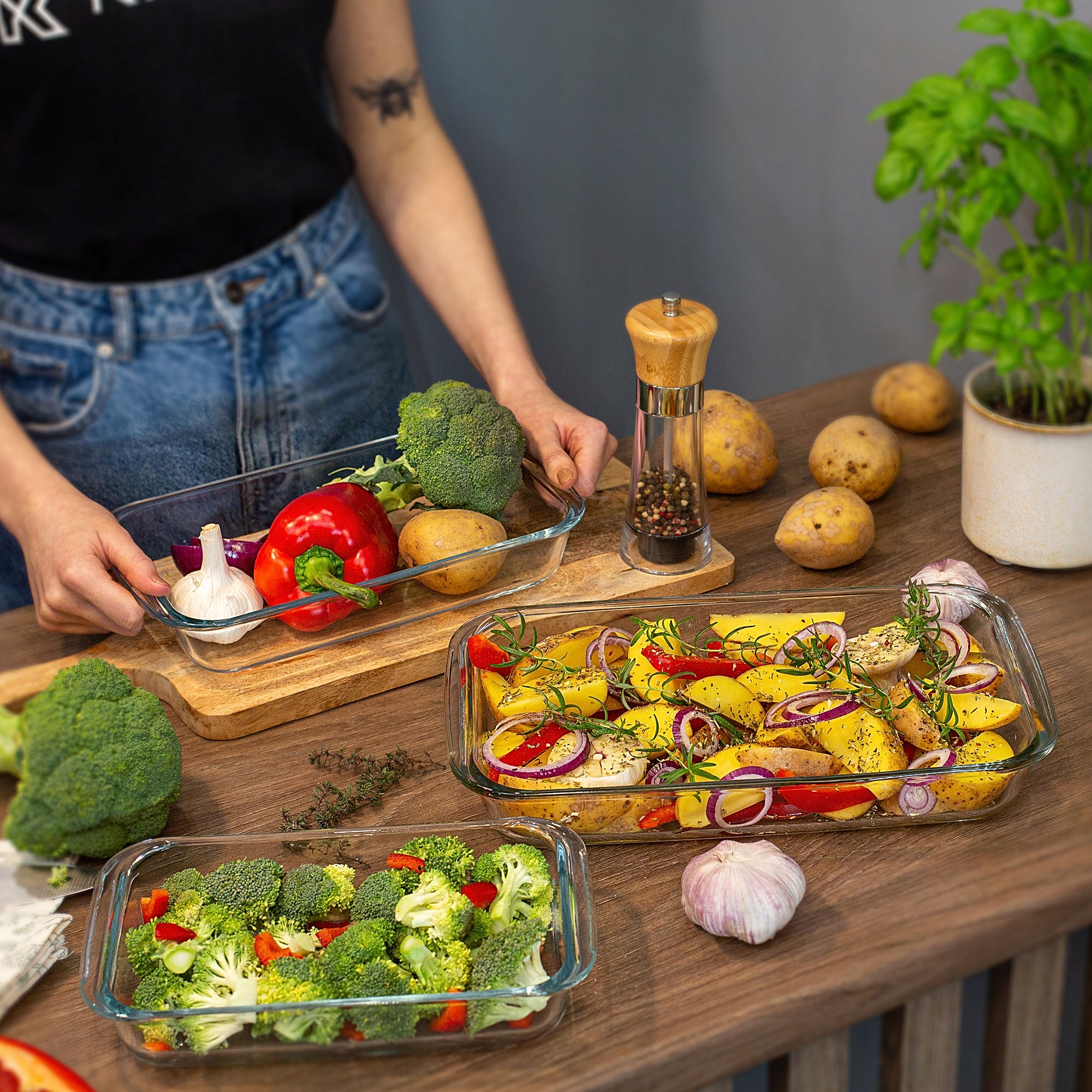 NACZYNIE ŻAROODPORNE 1L PROSTOKĄTNE SZKLANE MAŁE DO ZAPIEKANIA Marka Kadax