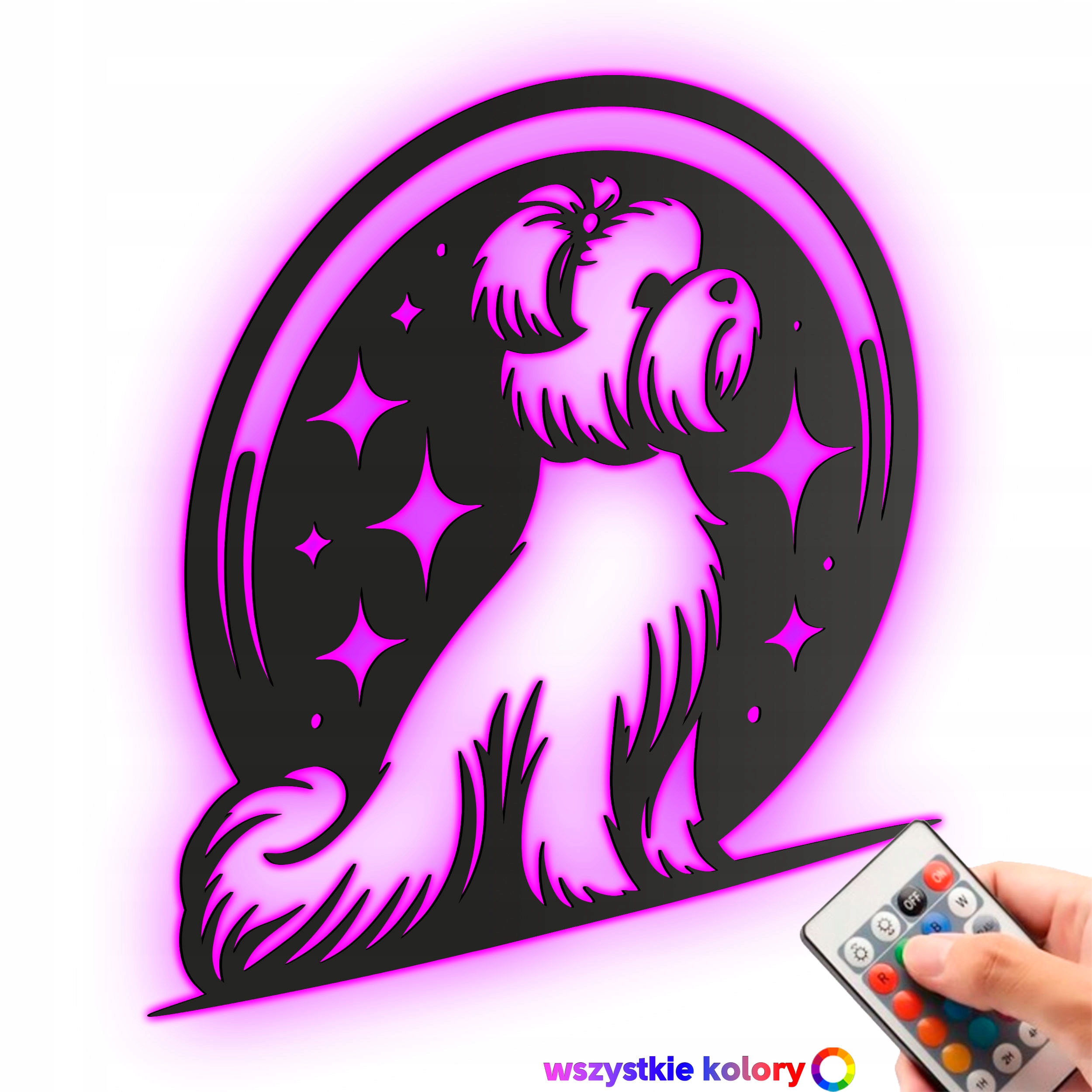 Dřevěný 3D obraz Pes Shih Tzu Nástěnná Dekorace Dárek Noční Lampa Led