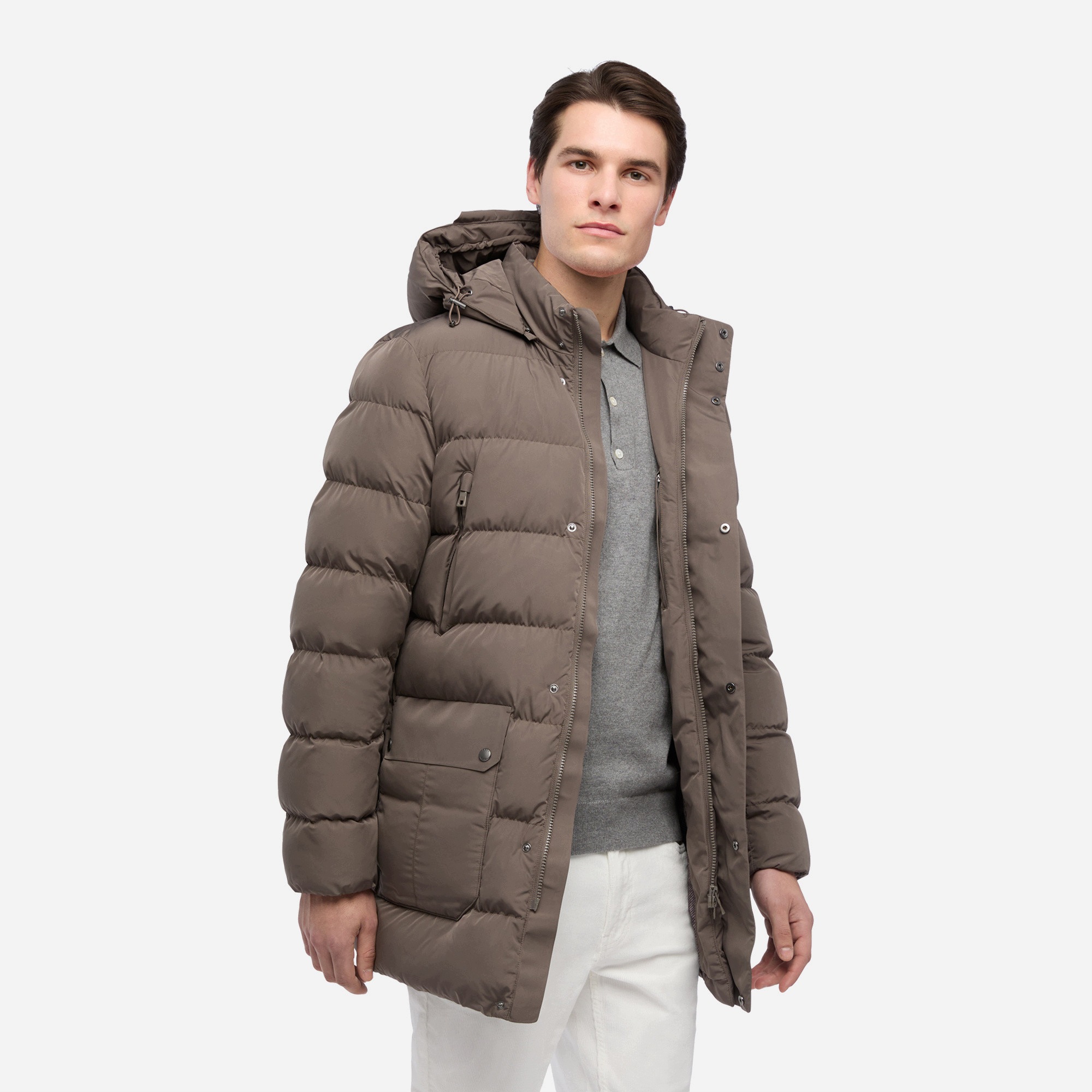 Geox Hnědá pánská parka Geox Pieve
