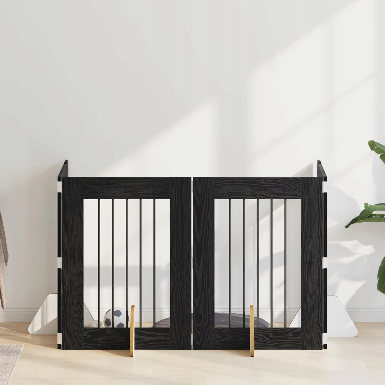 vidaXL Skládací psí brána se stojany 4 pcs Černý dub 241 cm
