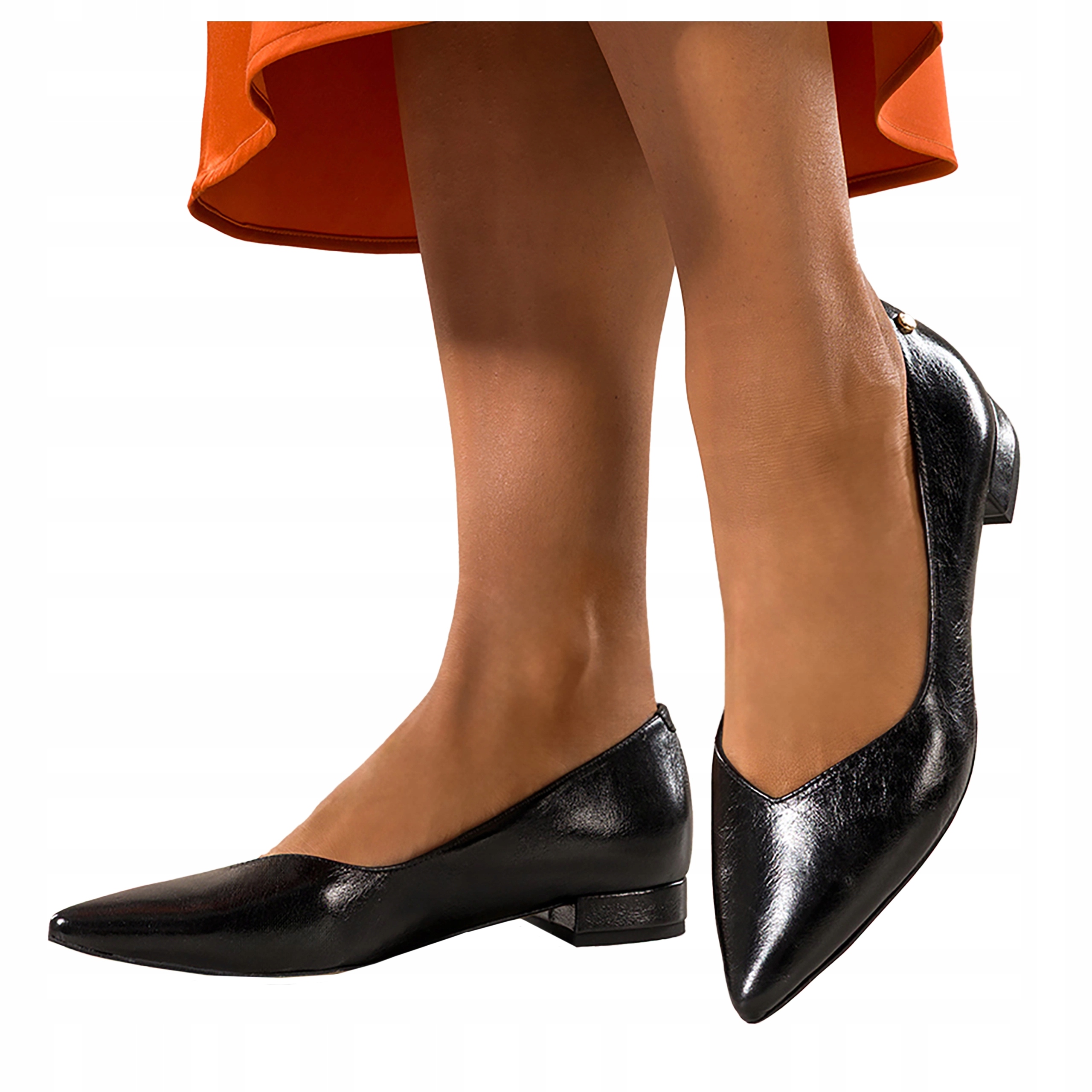 Černé Kožené Baleríny Dámské Pohodlné Nízký Podpatek Elegantní Módní velikost 39