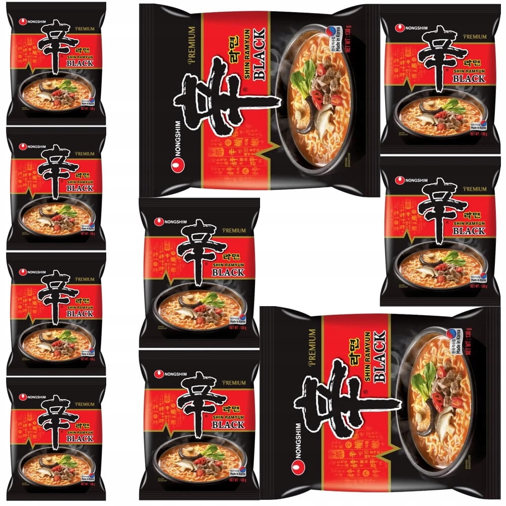 10x Koreańska Zupka Błyskawiczna Instant Shin Ramyun Black 130g Nong Shim