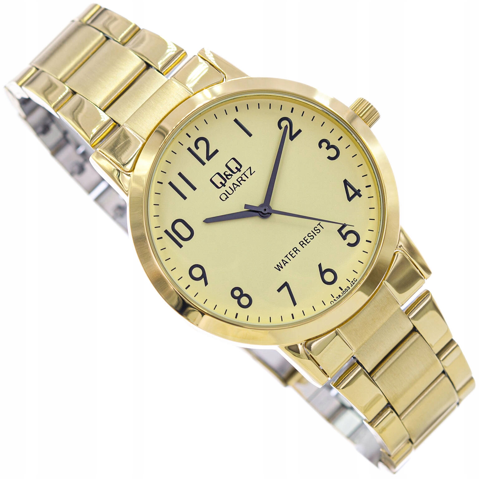 Pánské Hodinky Qq QA38J003Y Zlaté Na Náramku Klasika
