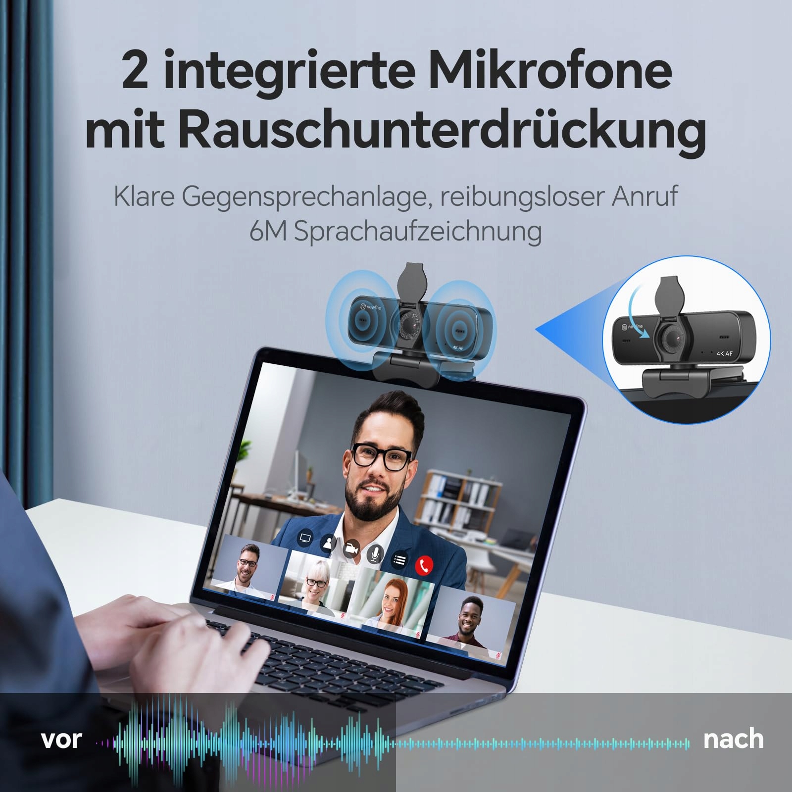 N WEBCAM 4K 30FPS KAMERA PC Z MIKROFONAMI SONY SENSOR USB HD DO MAC SKYPE — miniatura 5