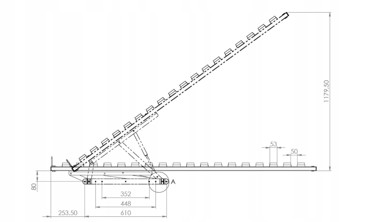 PODNOSZONY STELAŻ RAMA DO ŁÓŻKA 90x200 METALOWY AUTOMAT GAZOWY POD MATERAC Głębokość produktu 200 cm