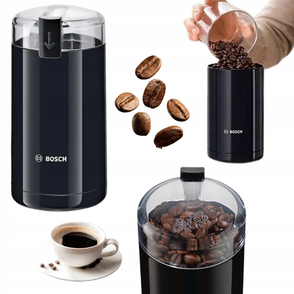 Młynek Do Kawy Bosch Czarny Duża Moc 180W Elektryczny Mały Do Mielenia