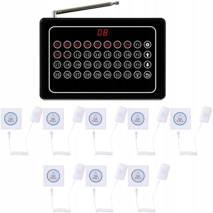 Bezdrátový vyvolávací systém zdravotní sestry 1 přijímač 8 vysílačů