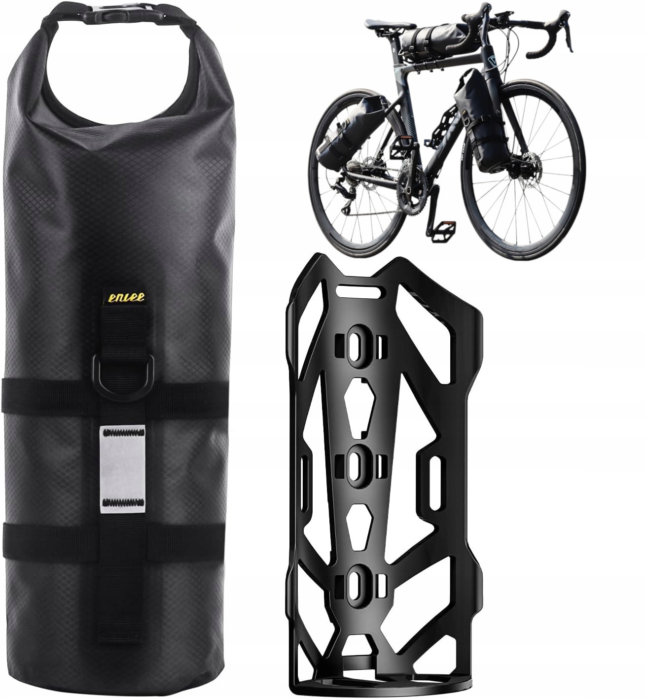 Sakwa Torba Rowerowa z Uchwytem na Ramę Widelec Mtb Czarna Wodoodporna