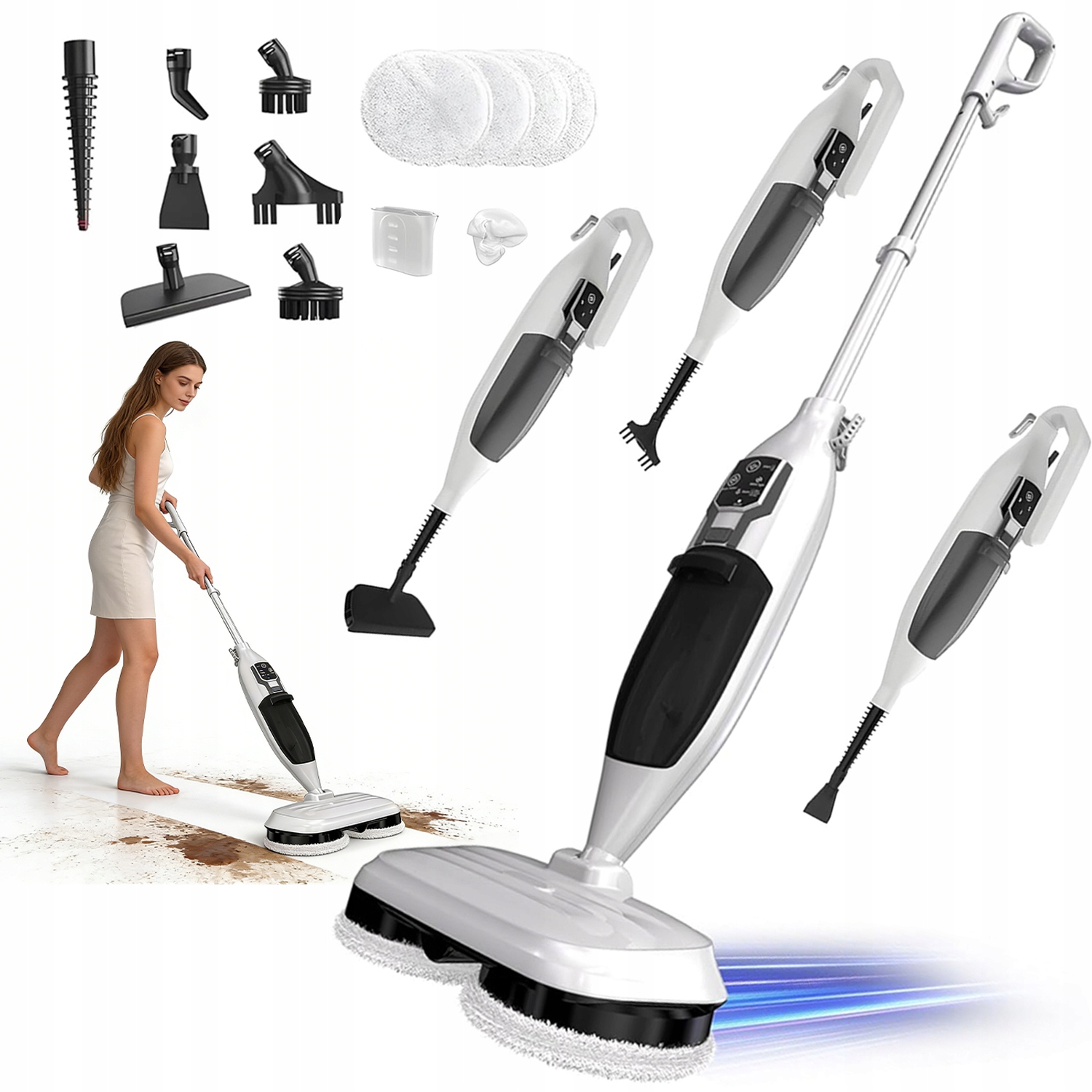 Parní mop do kuchyně a digestoře 1300 W s štěrbinovou tryskou, přenosný, 550 ml