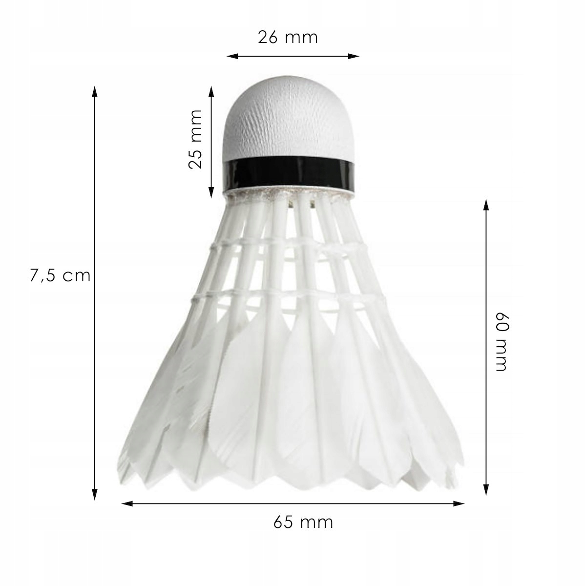 6x LOTKI PIÓROWE DO BADMINTONA PIÓRKOWE TUBA 6 SZT ZESTAW BIAŁE LOTKA Liczba elementów w zestawie 6