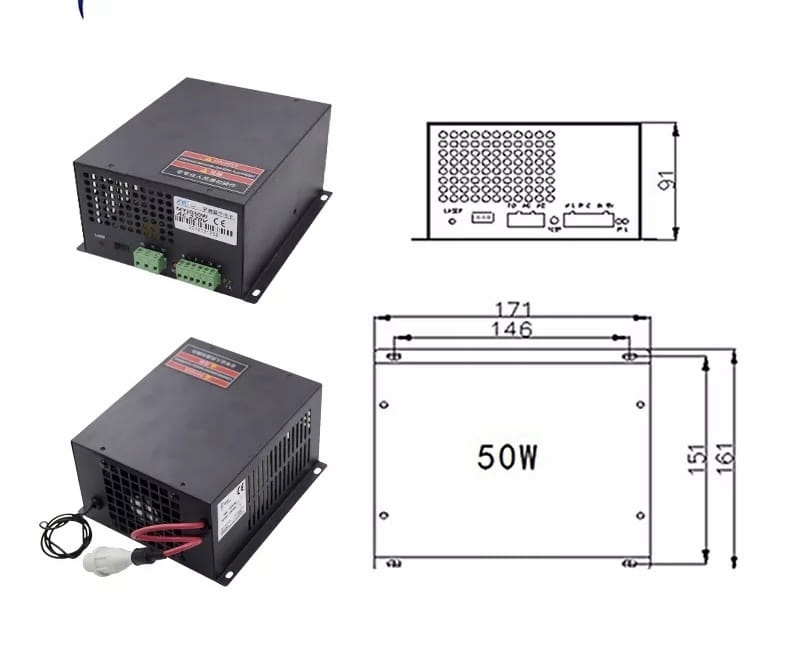 Zasilacz 50 W do plotera laserowego CO2 Moc 50 W