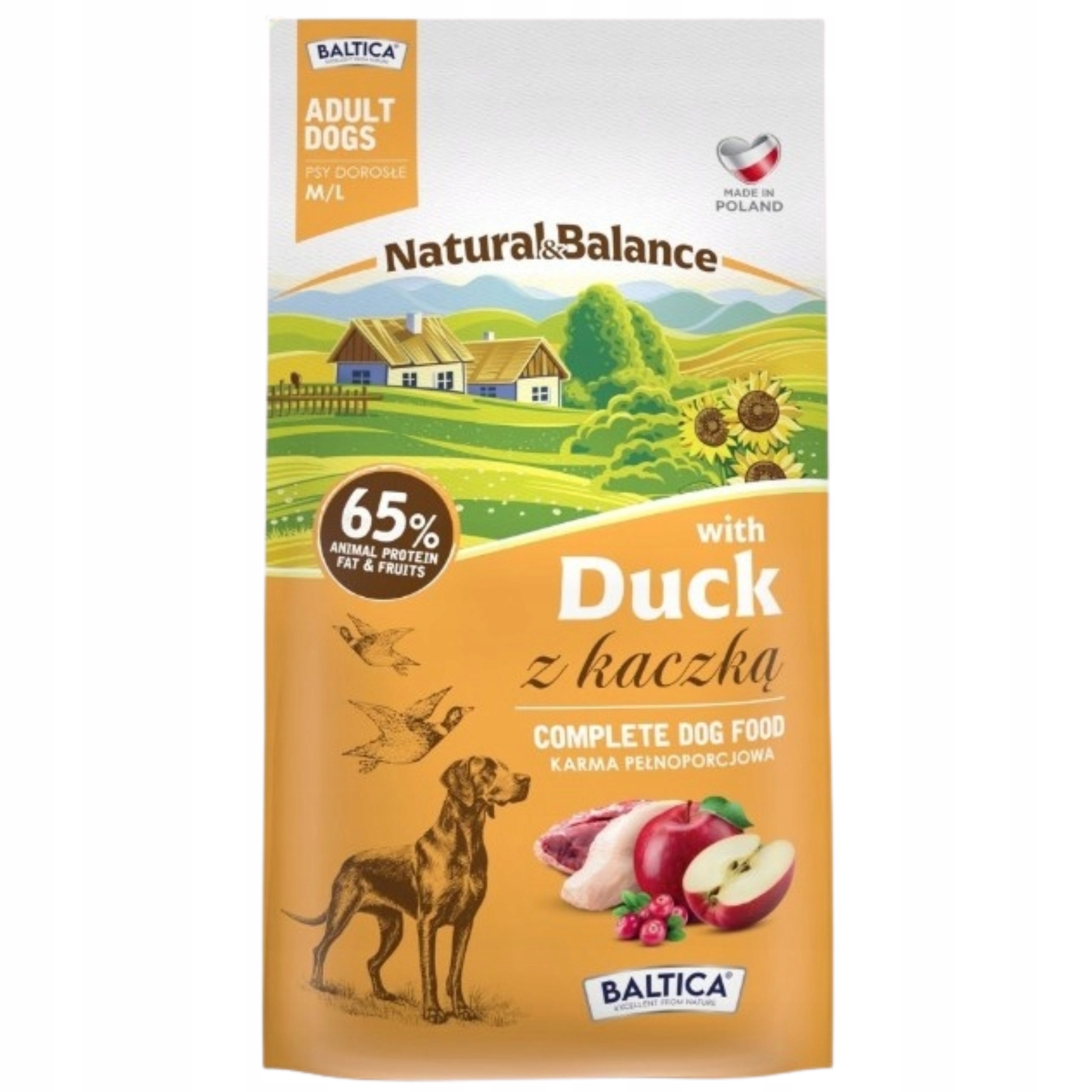 Suché krmivo pro psy Baltica Natural &amp; Balance Kachna 9 kg M/L střední a velké
